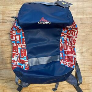 NWT Gregory Backpack Kicker Cityscape 18 x 10 x 6 Red Blue Remix Series
